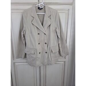 Emanuel Ungaro Liberte Double Breasted Jacket Women's 14 Khaki Off‎ White